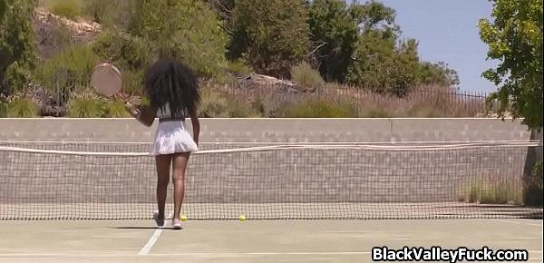  Black bigtit from tennis to white cock